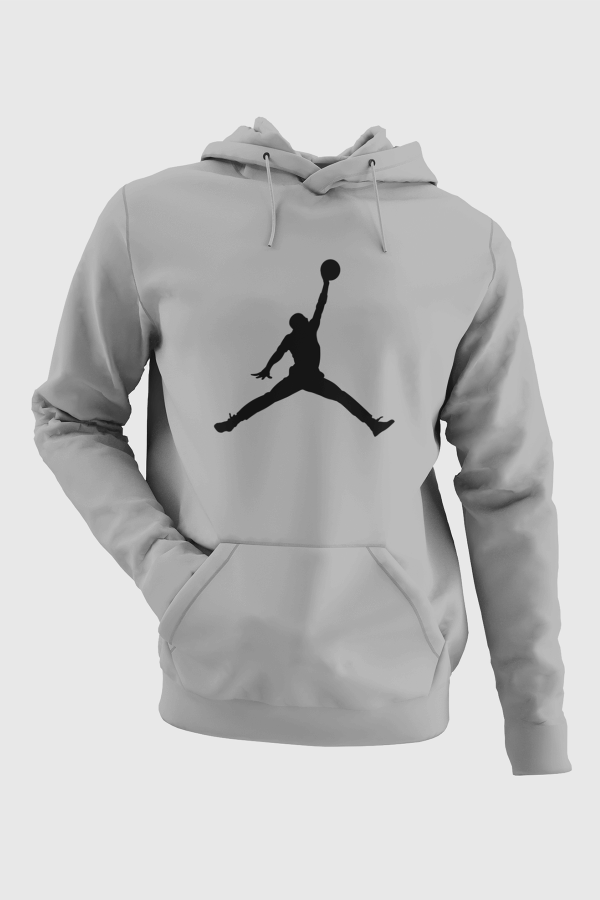 Air Jordan 02 Gri NBA Erkek Kapşonlu Sweatshirt - Hoodie