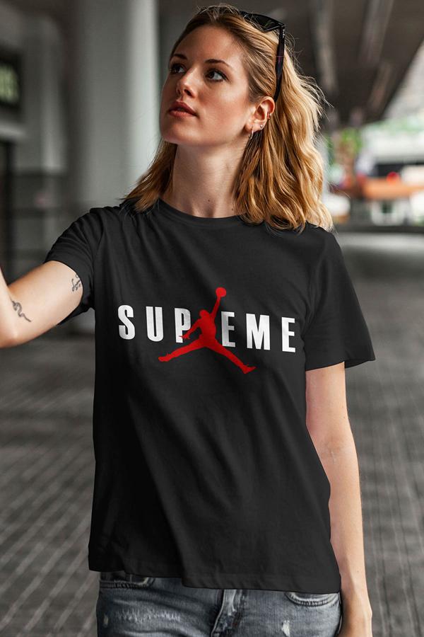 Air Jordan 21 Siyah NBA Kadın Tshirt - Tişört