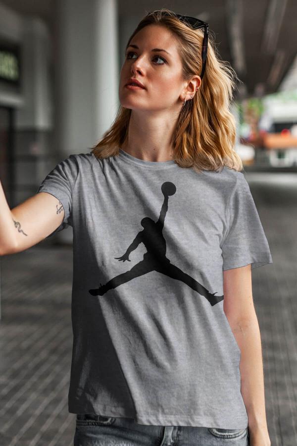 Air Jordan Gri NBA Kadın Boyfriend Tshirt - Tişört