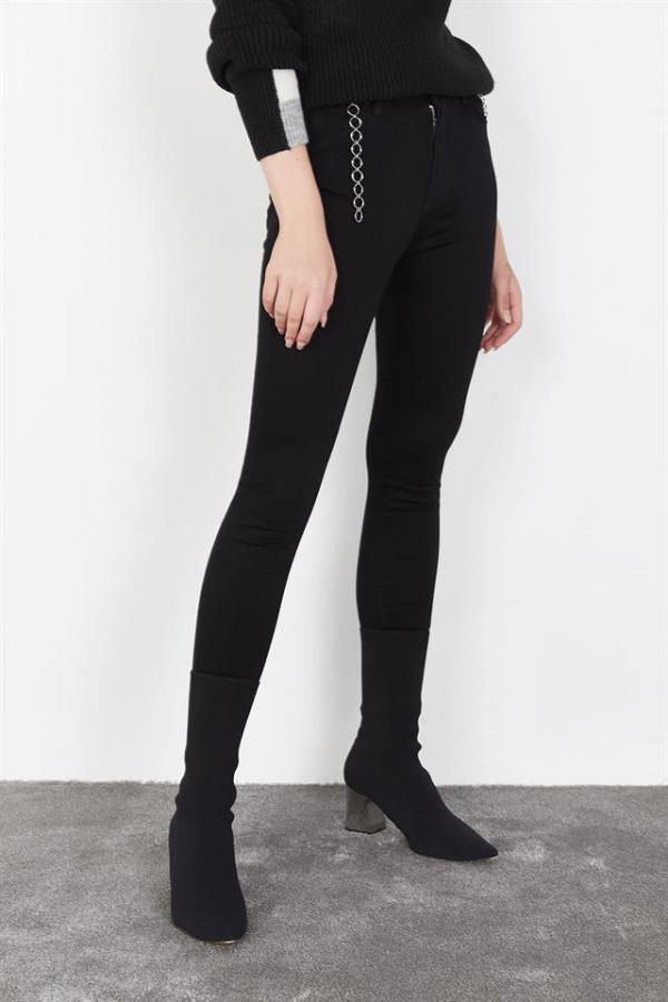 Kadın Siyah Yüksek Bel Skinny Jeans